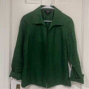 Talbots Pure Irish Linen Emerald Green Jacket Size Large Blazer